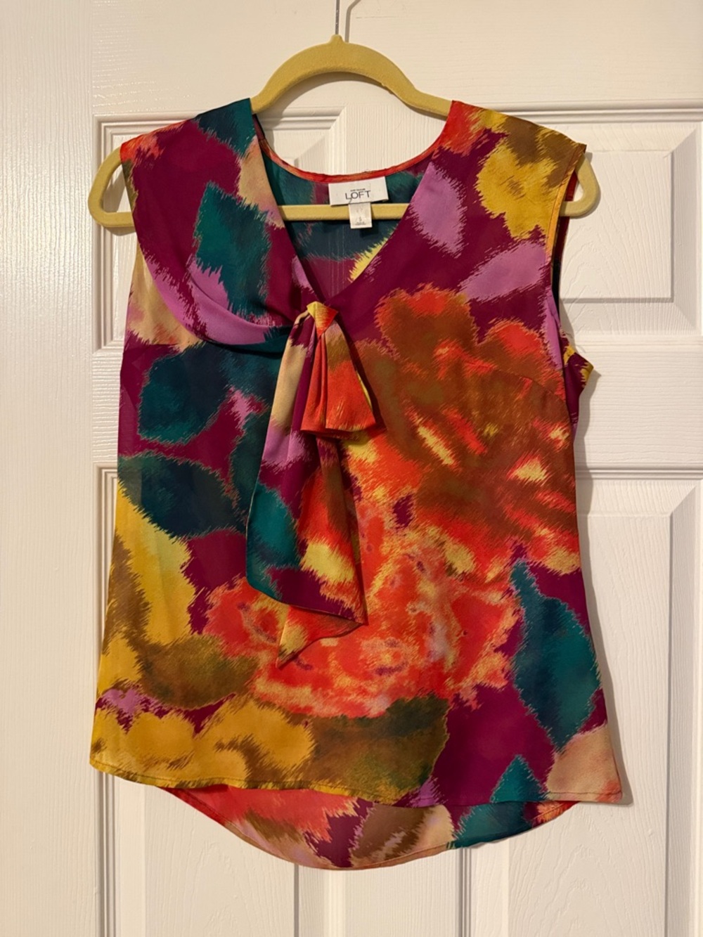 LOFT Vibrant Multicolor Tie-Neck Sleeveless Camisole